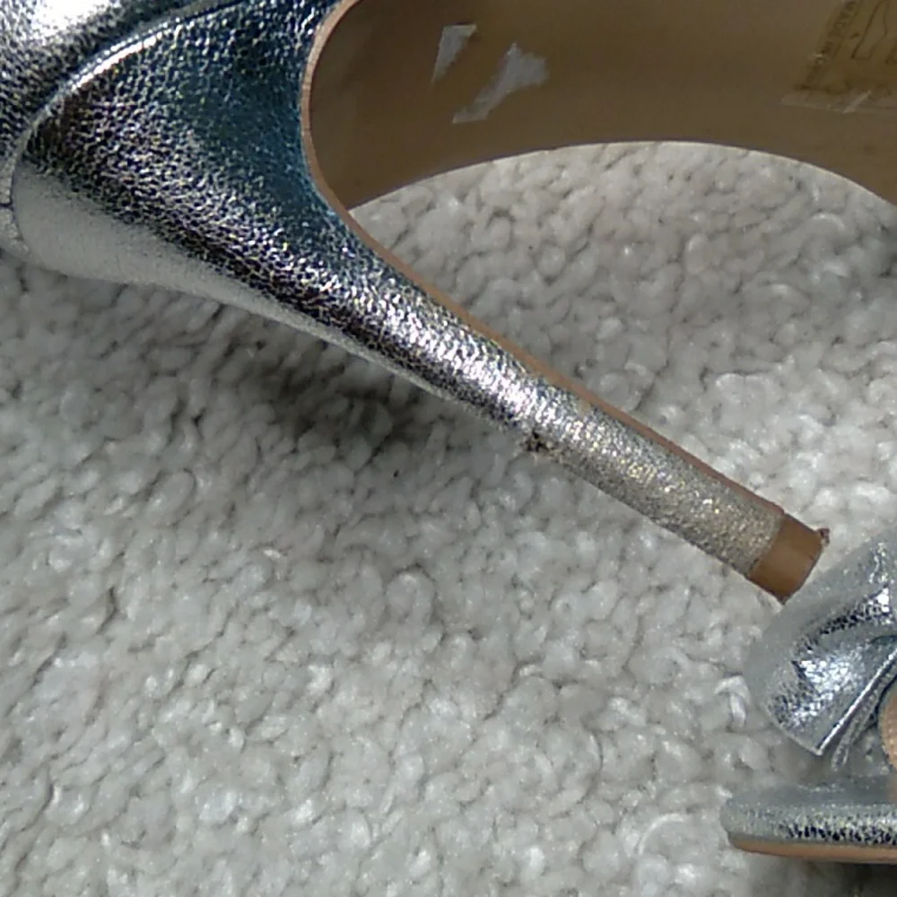 ASOS Mettalic/foil bow heels size 10.5 - Picture 8 of 16